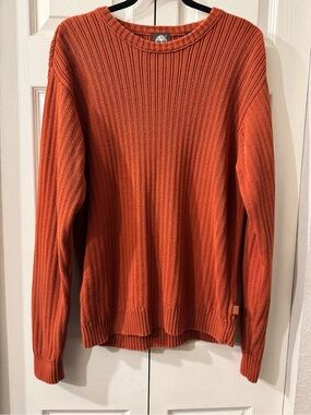 Timberland Men's Ribbed Crewneck Sweater in Rust Orange